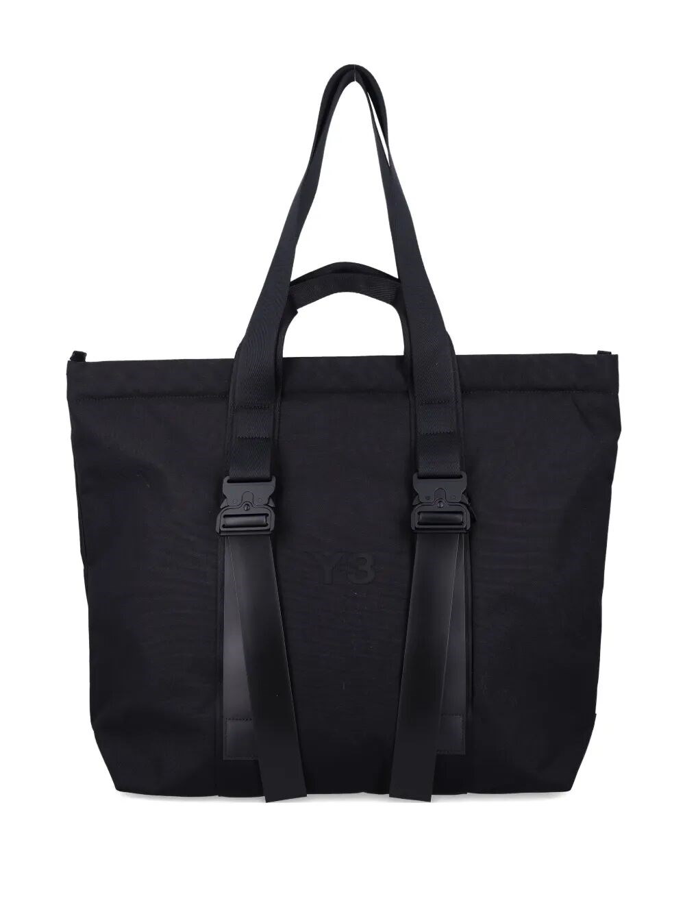 Y-3 Spacious Tote Bag With Leather Straps And Embossed Logo In Black
