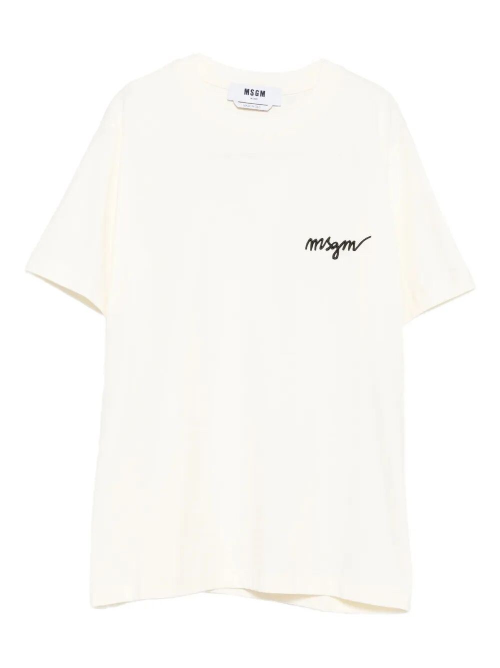 Msgm Embroidered Logo Cotton T-shirt In White