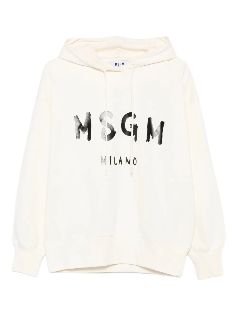 Msgm Logo Print Cotton Hoodie Clothing In White