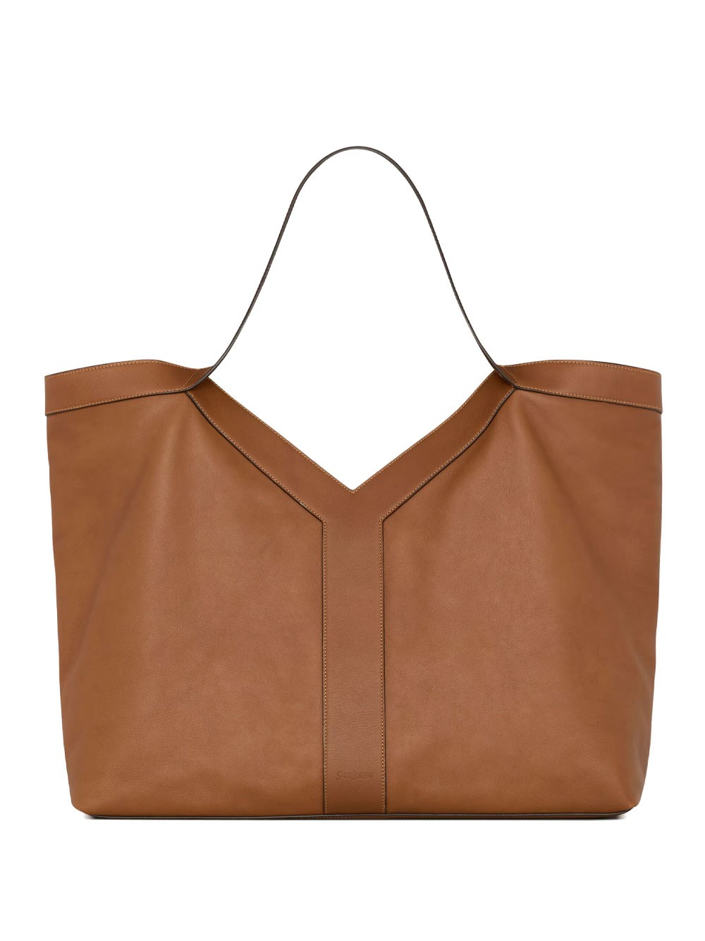 Saint Laurent Y Large Tote In Grained Leather Bags In Brown