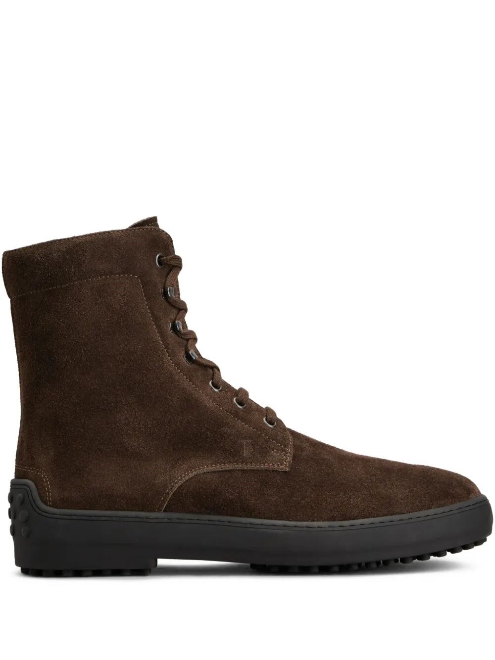 Tod's Striped Suede Ankle Boots With Chunky Rubber Sole For Men In Brown