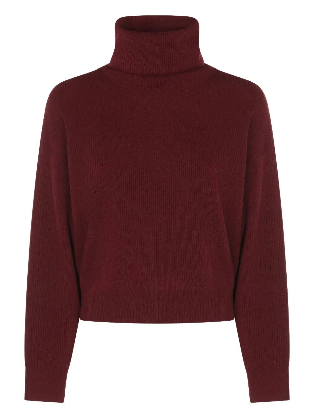 Brunello Cucinelli Ribbed Turtleneck Knitwear Relaxed Fit In Burgundy