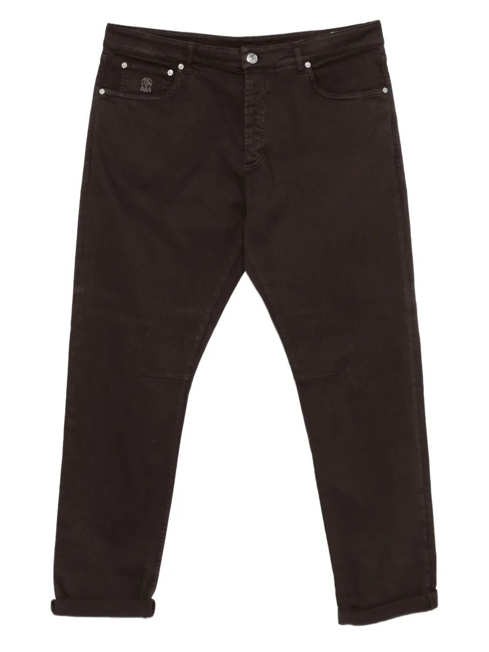 Brunello Cucinelli Rolled Cuffs Five-pocket Belt Loops Trousers In Brown