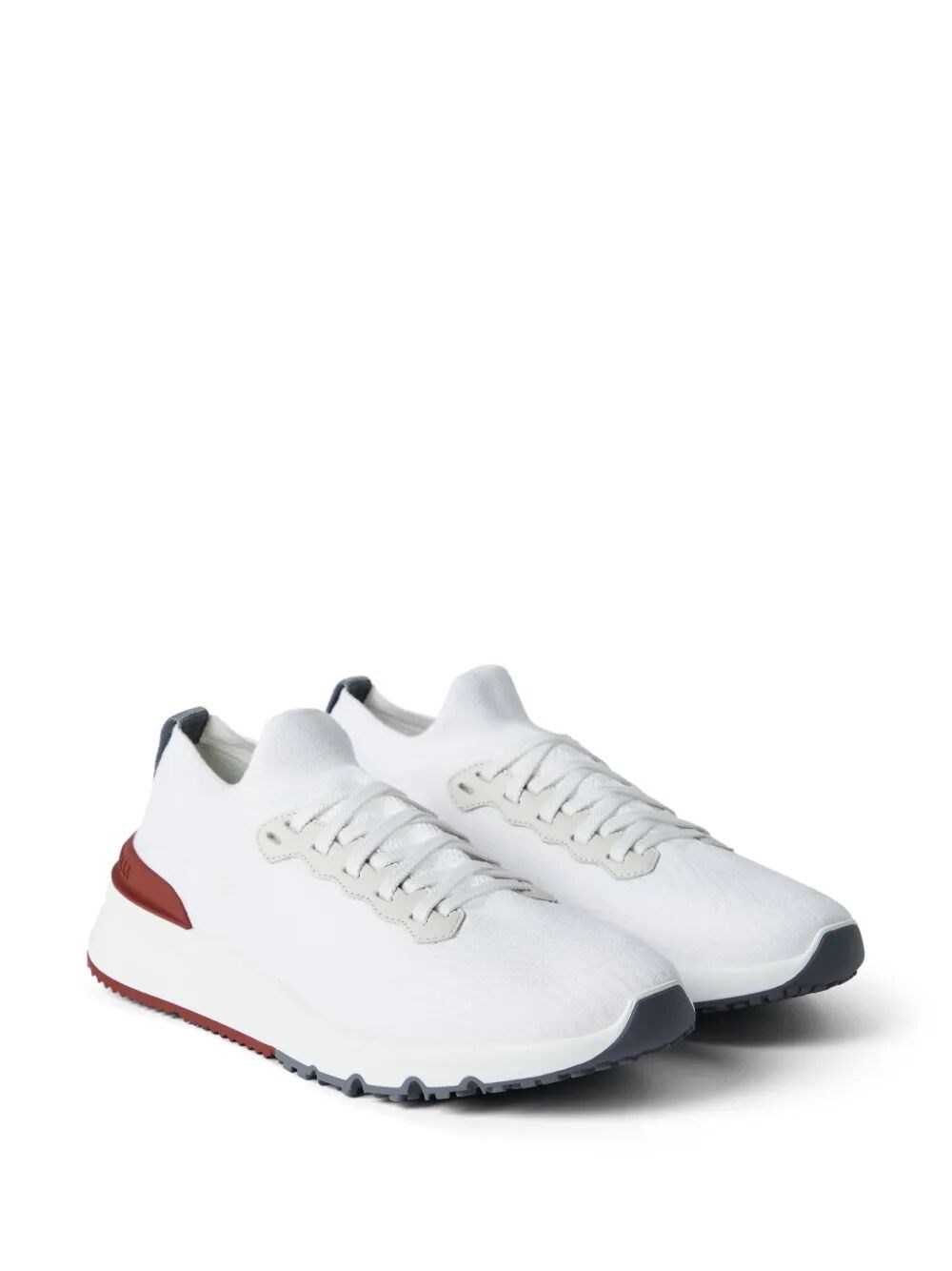 COTTON KNIT AND SEMI-POLISHED CALFSKIN RUNNER SNEAKERS