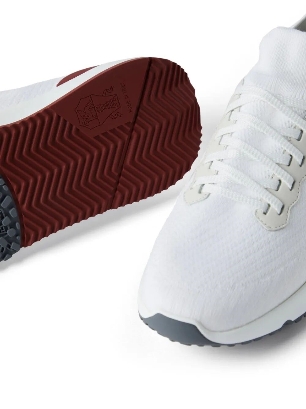 COTTON KNIT AND SEMI-POLISHED CALFSKIN RUNNER SNEAKERS