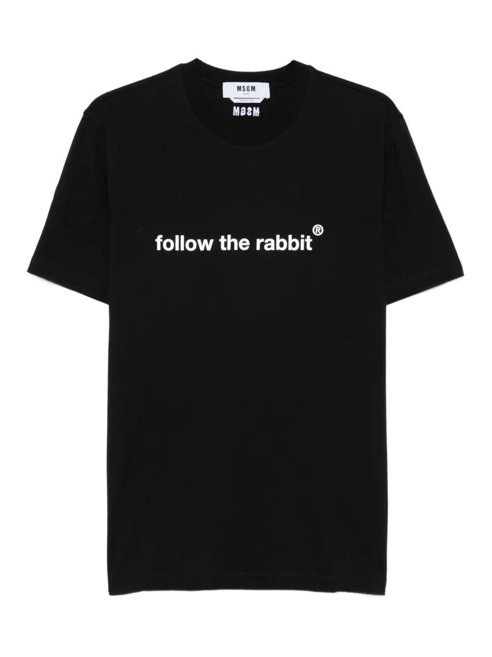 Msgm Rabbit Graphic Print Crew Neck T-shirt In Black