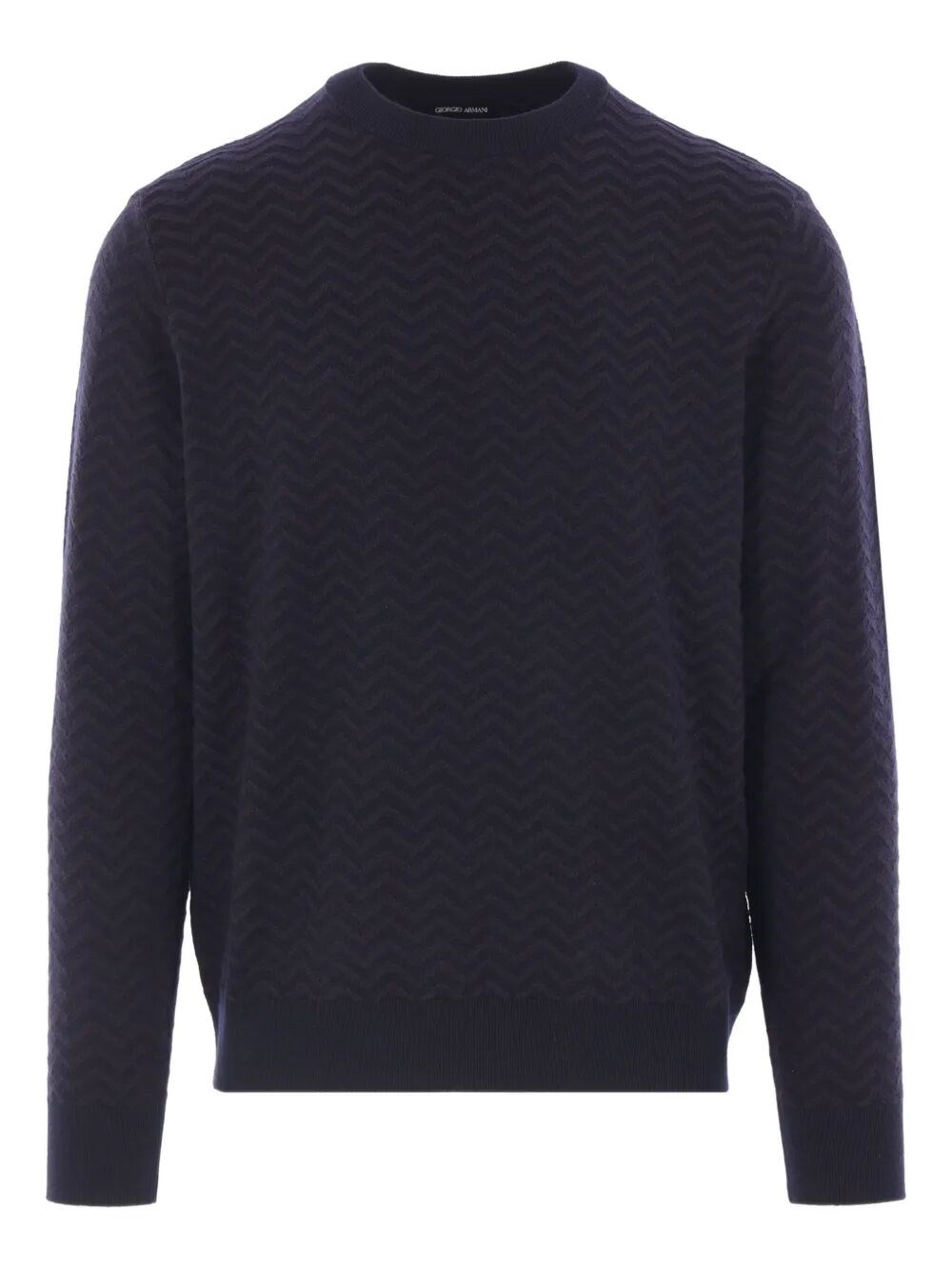 Giorgio Armani Chevron Pattern Long Sleeve Wool Blend Sweater In Gray