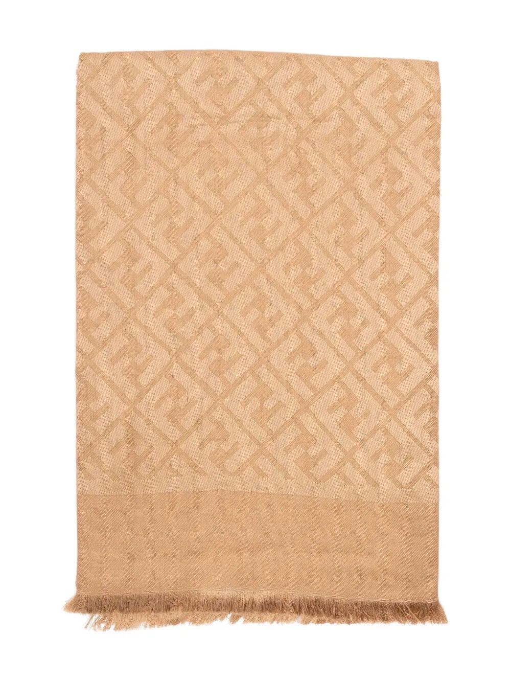 Fendi Ff Silk And Wool Shawl Accessories In Brown