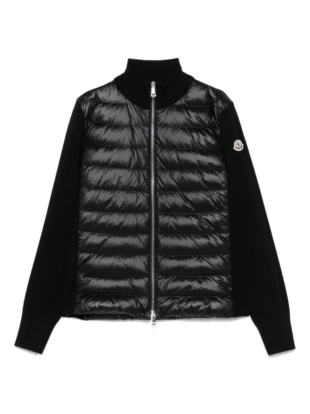 Moncler Padded Wool Zip-up Cardigan Clothing In Black