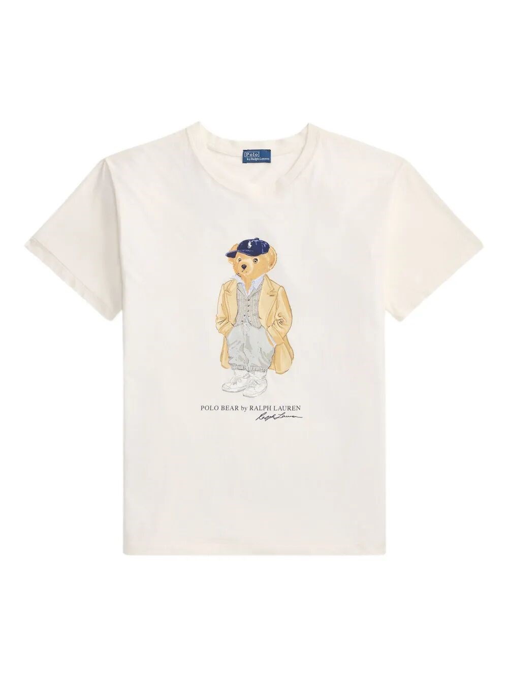 Polo Ralph Lauren Ivory Cotton Jersey T-shirt With Iconic Embroidered Polo Bear In White