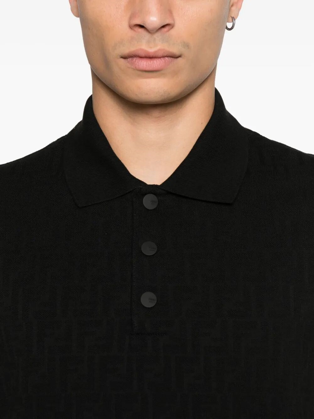 Fendi Black ff piquet jacquard polo shirt available on Monti Fendi Black ff piquet jacquard polo shirt available on Monti