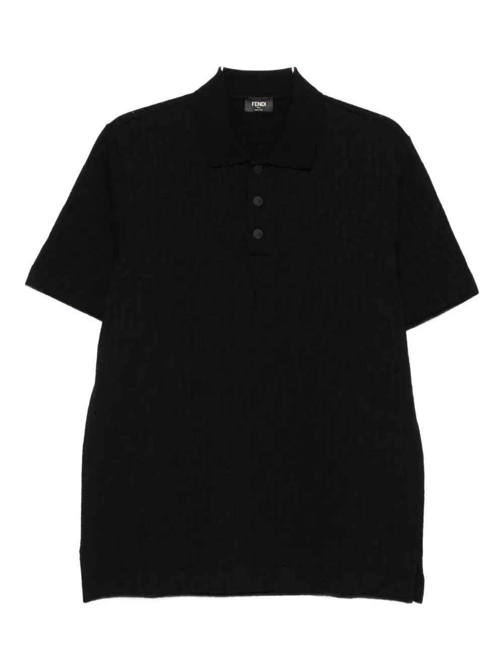 Fendi Polo In Jacquard Ff Piquet Black Clothing In Black