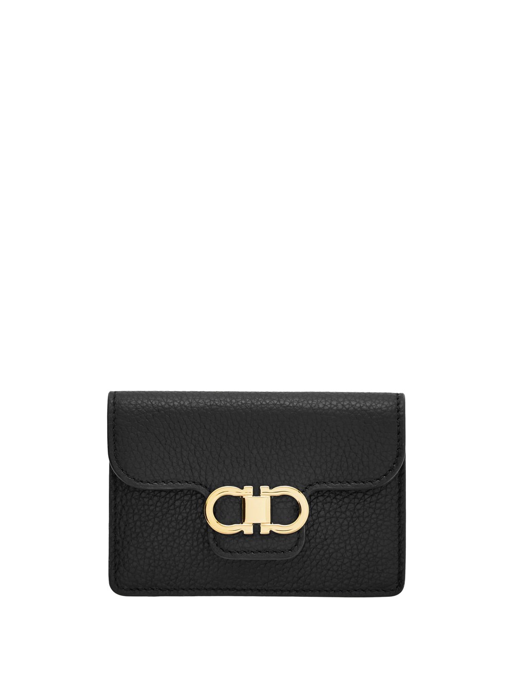 Ferragamo Gancini Calfskin Keyring Wallet In Black