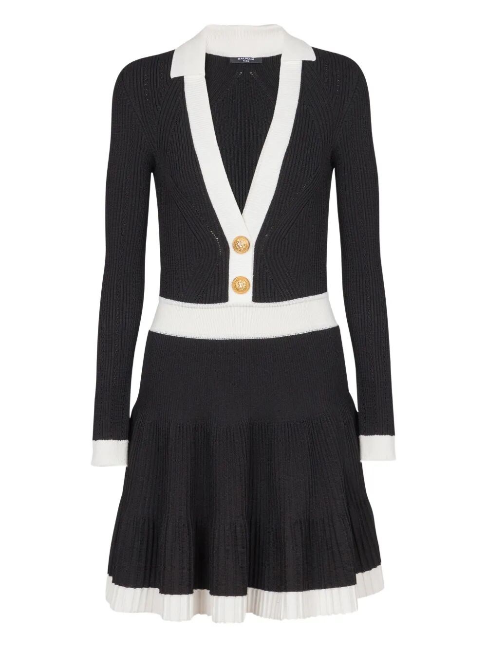 Balmain Colorblock Twisted Cable Long Sleeve Sweater Dress In Blue
