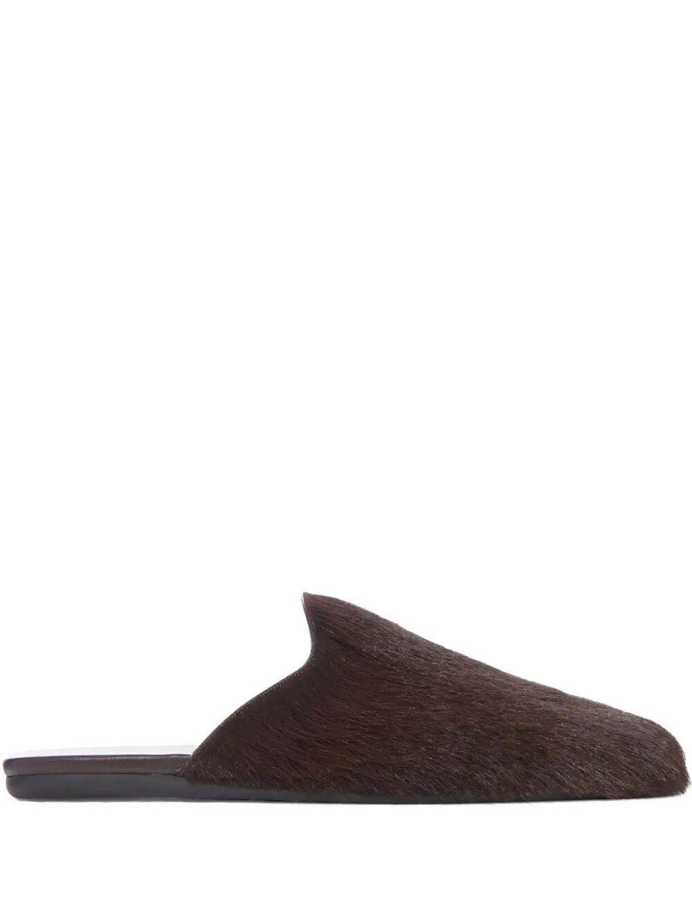 Prada Calf Hair Mules In Brown