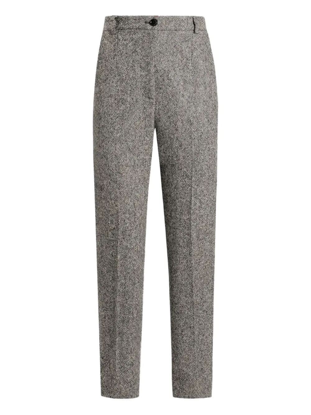 Dolce & Gabbana Wool Tailored Trousers Featuring Textured Fabric In Gray