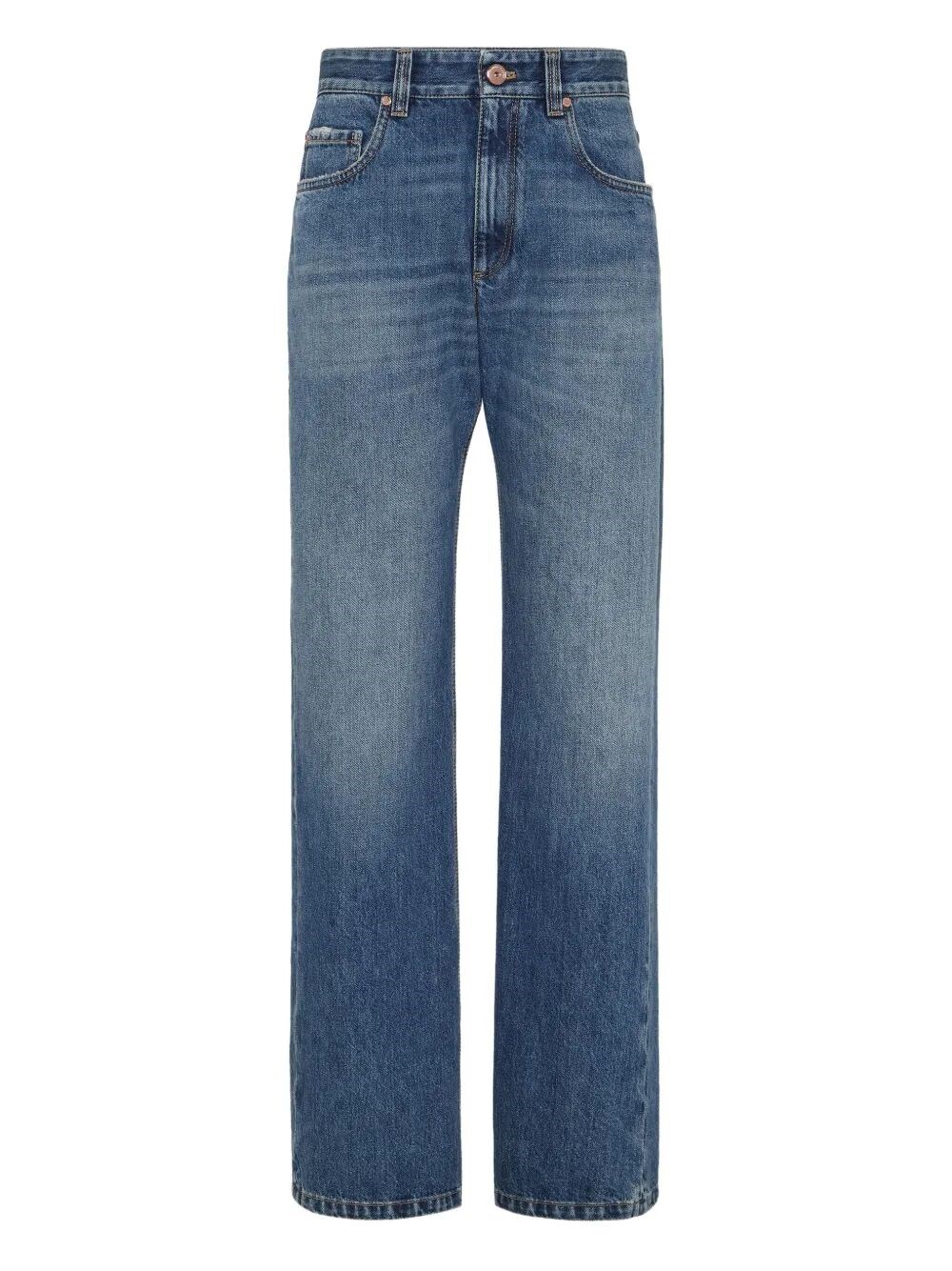 Brunello Cucinelli Authentic Denim Column Jeans With Jewelry Clothing In Blue
