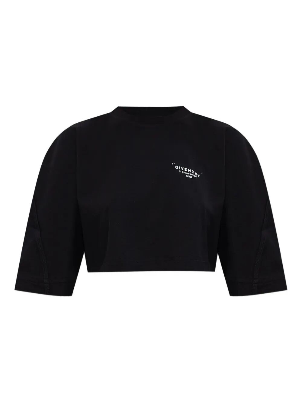 Givenchy Cropped Fit T-shirt In Cotton With Stamp Print Clothing In Black