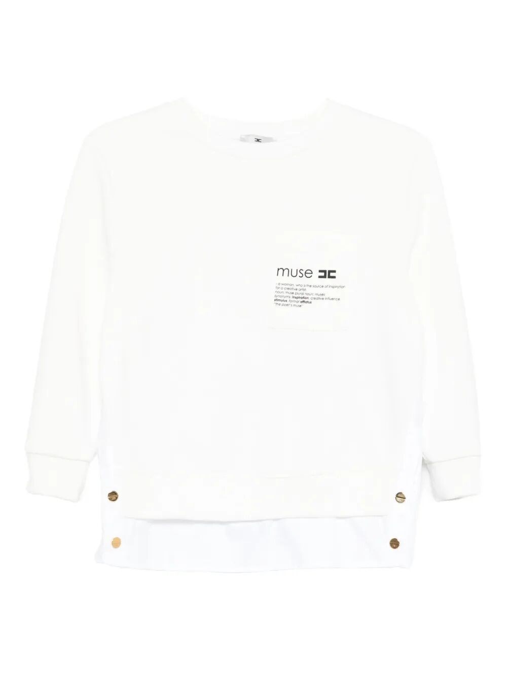 Elisabetta Franchi Fleece Top With Details In Poplin Fabric Clothing In White