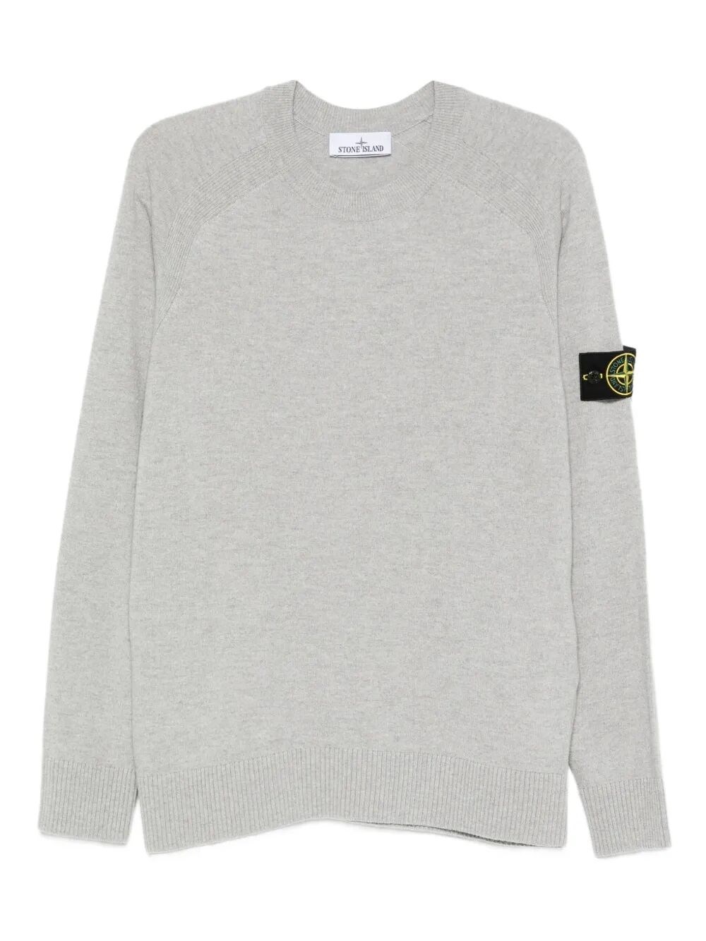 Stone Island Lightweight Wool Crew Neck Sweater With Raglan Sleeves Clothing In Gray