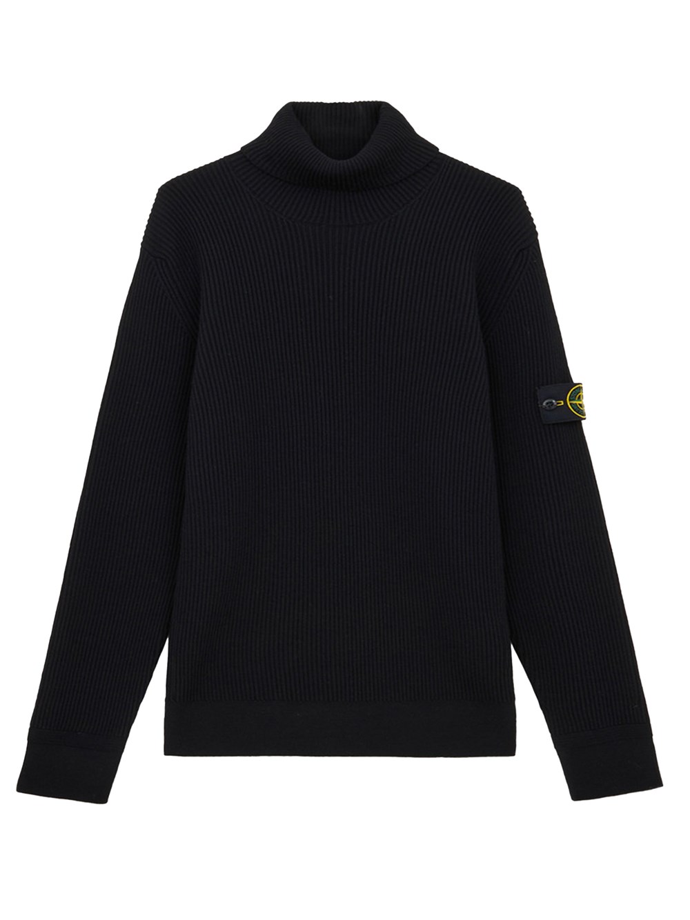 Stone Island Turtleneck Jumper With Finely Ribbed Trims In Black