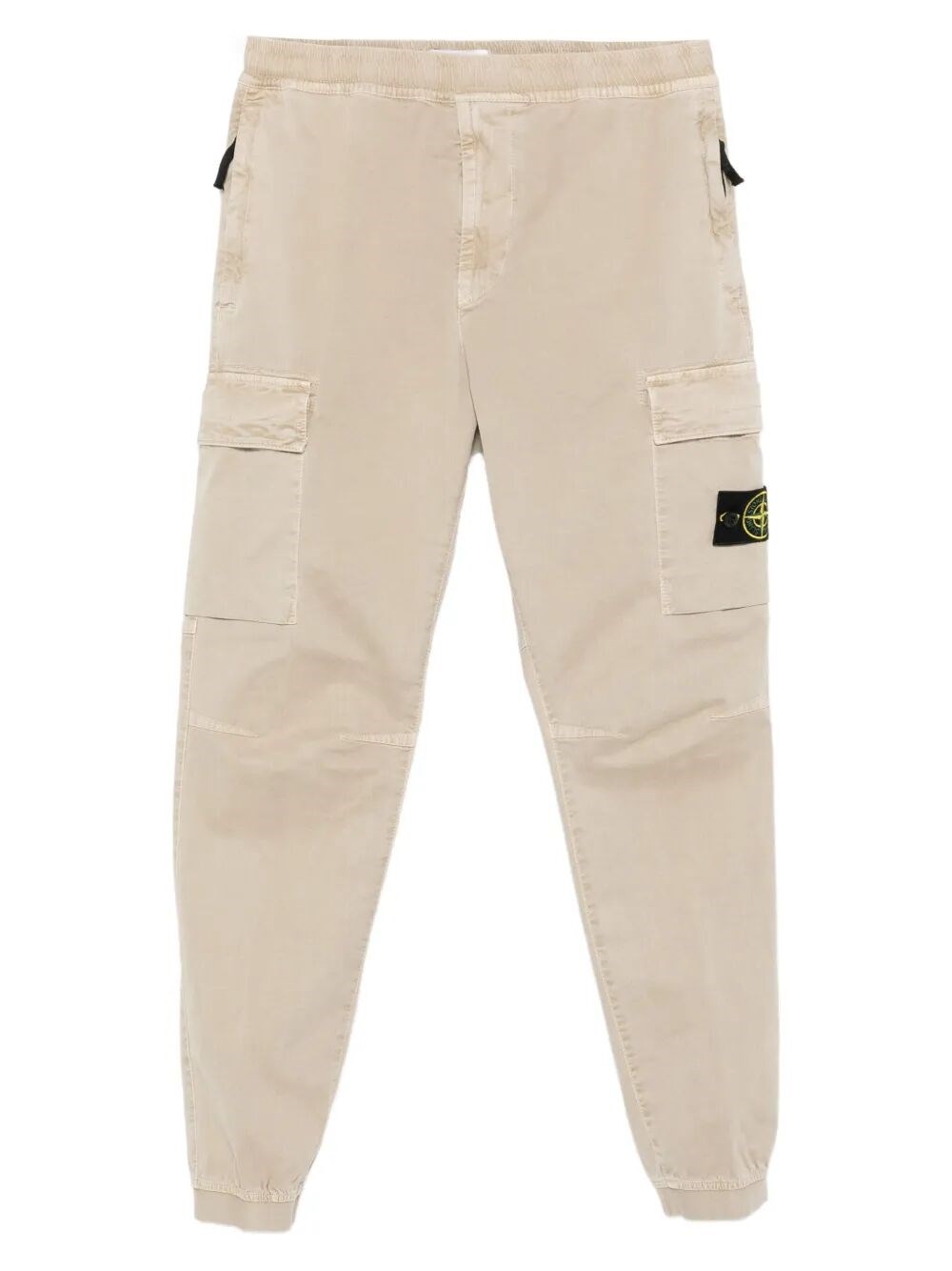 Stone Island Tapered Fit Cotton Cargo Pants With Elasticated Waistband In Nude