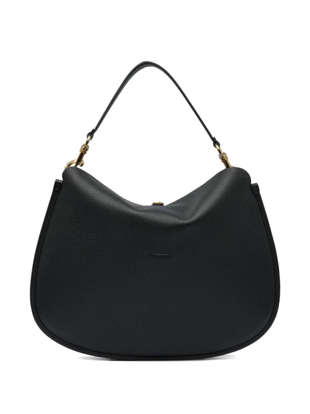 BUCKLE-FASTENING EXTRA-LARGE LEATHER SHOULDER BAG