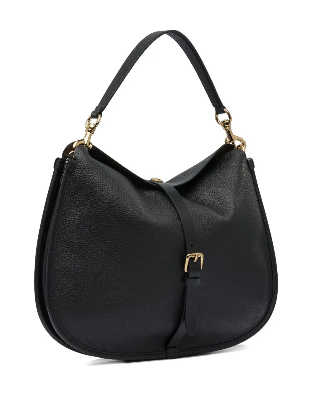 BUCKLE-FASTENING EXTRA-LARGE LEATHER SHOULDER BAG