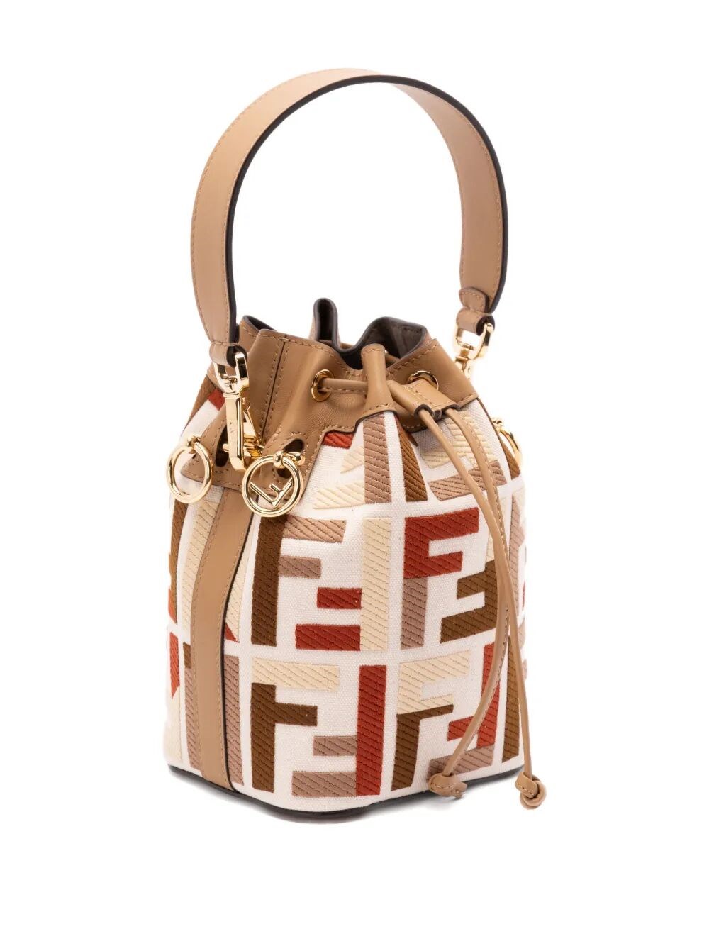 MON TRESOR CANVAS BUCKET BAG WITH FF EMBROIDERY 