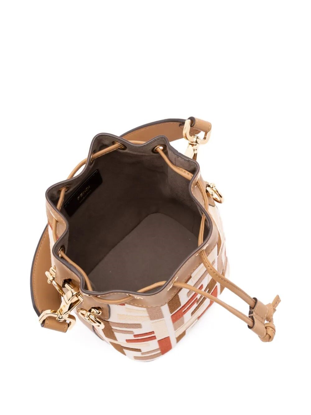 MON TRESOR CANVAS BUCKET BAG WITH FF EMBROIDERY 