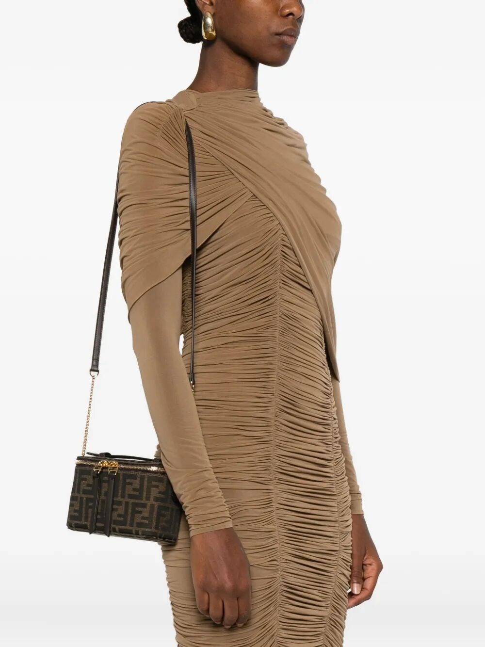 FENDI VANITY FF JACQUARD FABRIC BAG