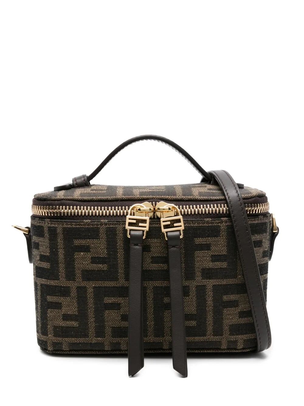 Fendi Vanity Ff-pattern Top-handle Mini Bag In Brown