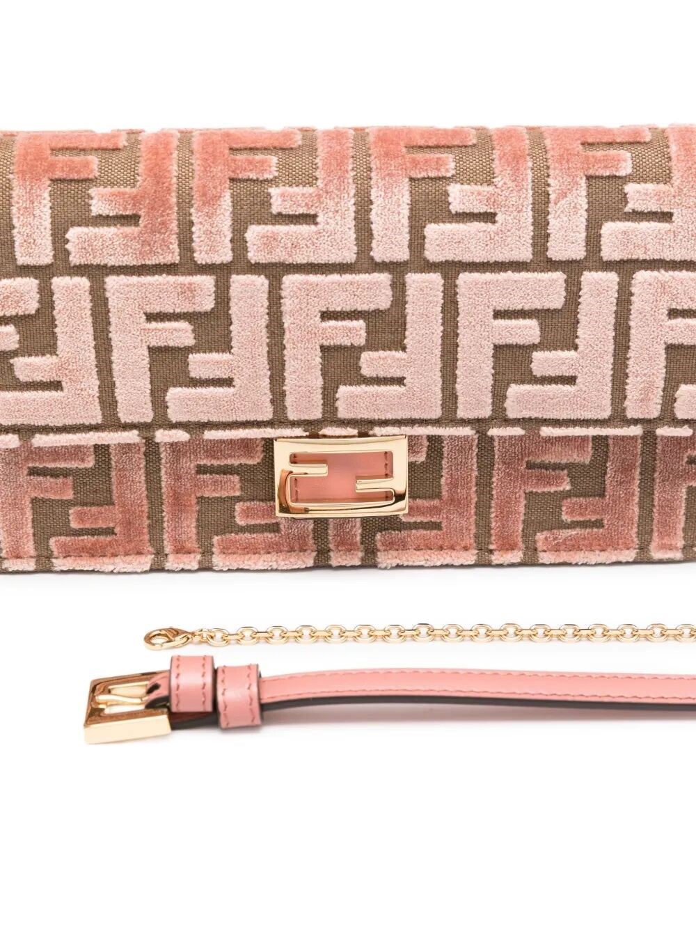 WALLET ON CHAIN BAGUETTE IN FF JACQUARD VELVET