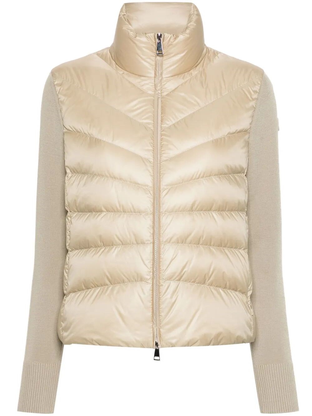 Moncler Down-paneled Virgin Wool Cardigan In Neutral