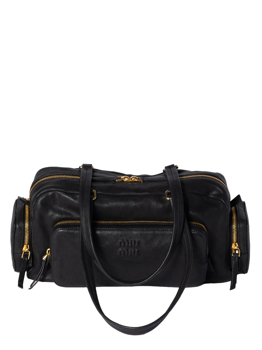 Miu Miu Pocket Bag In Washed Nappa In Black