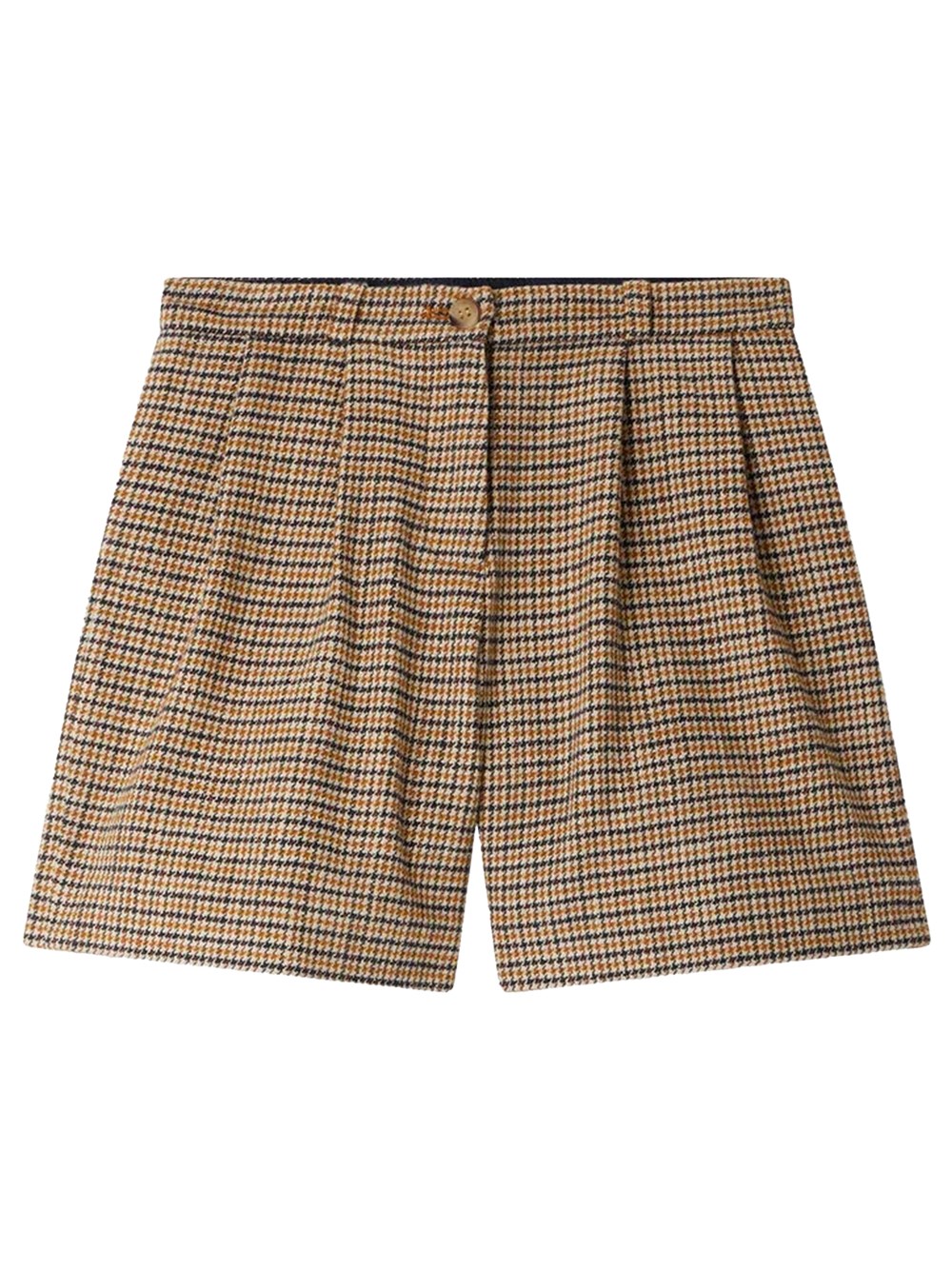 Bonpoint Pleated Houndstooth Smart Shorts In Brown