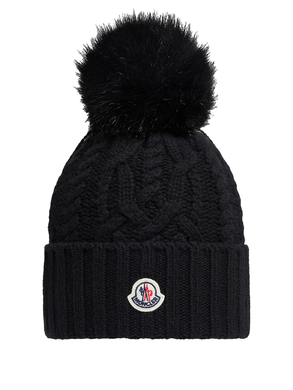 Moncler Cashmere Blend Beanie With Pom Pom In Black