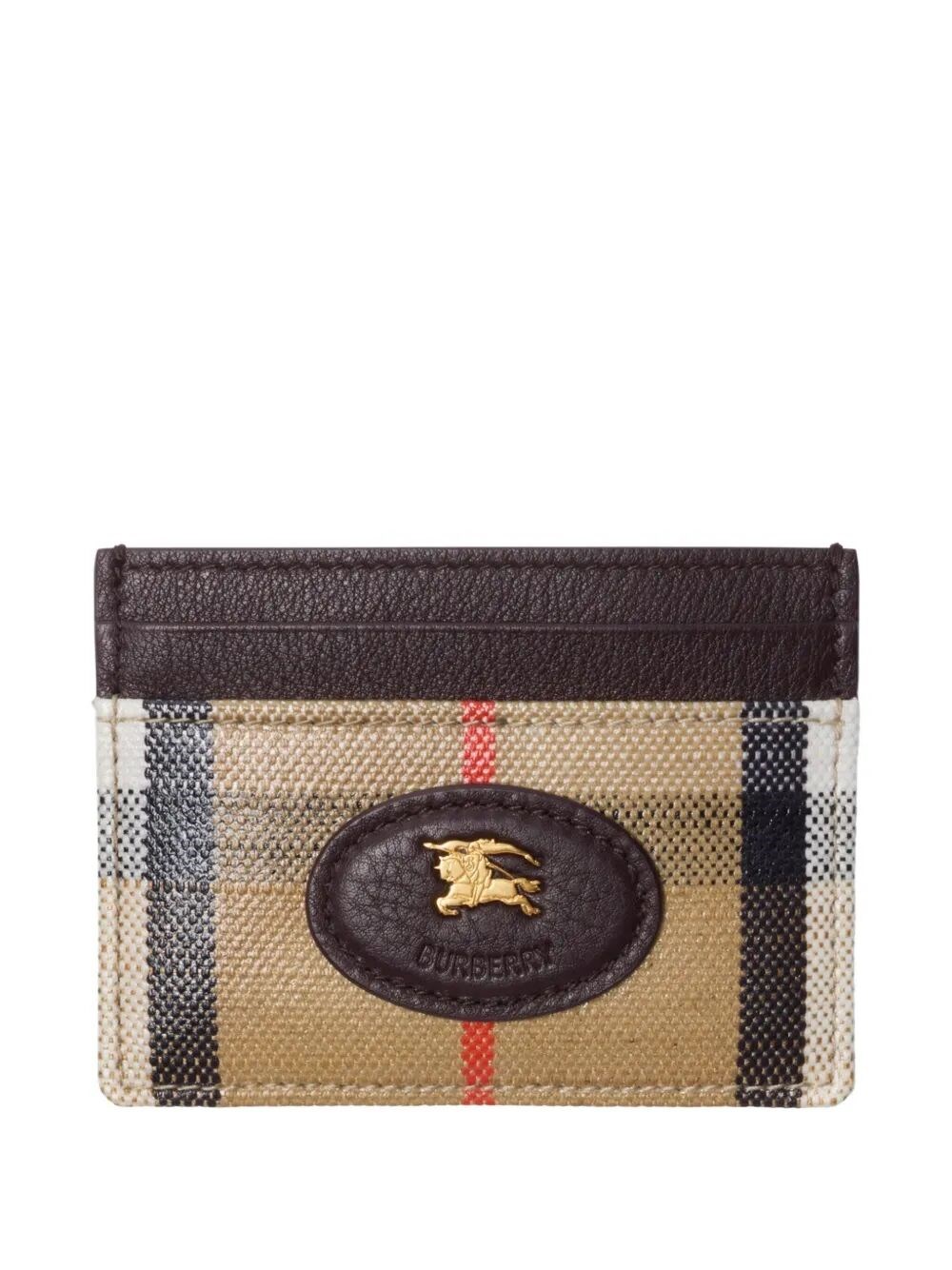 Burberry Textured Finish Cardholder Featuring Contrast Stitching In Brown