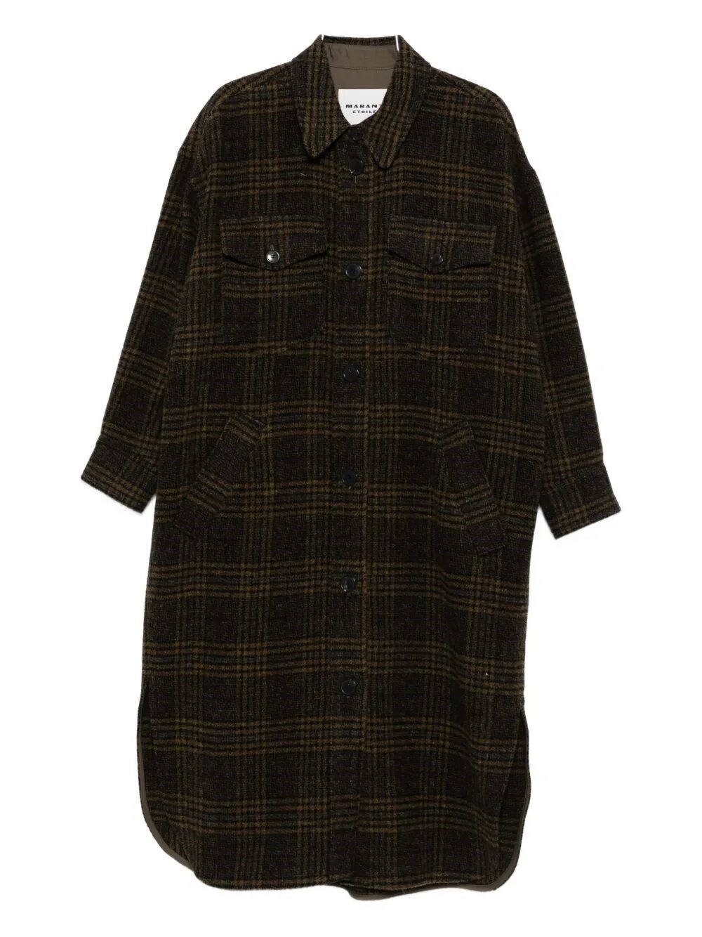 Isabel Marant Étoile Gislene Plaid Collared Coat With Chest Pockets In Green