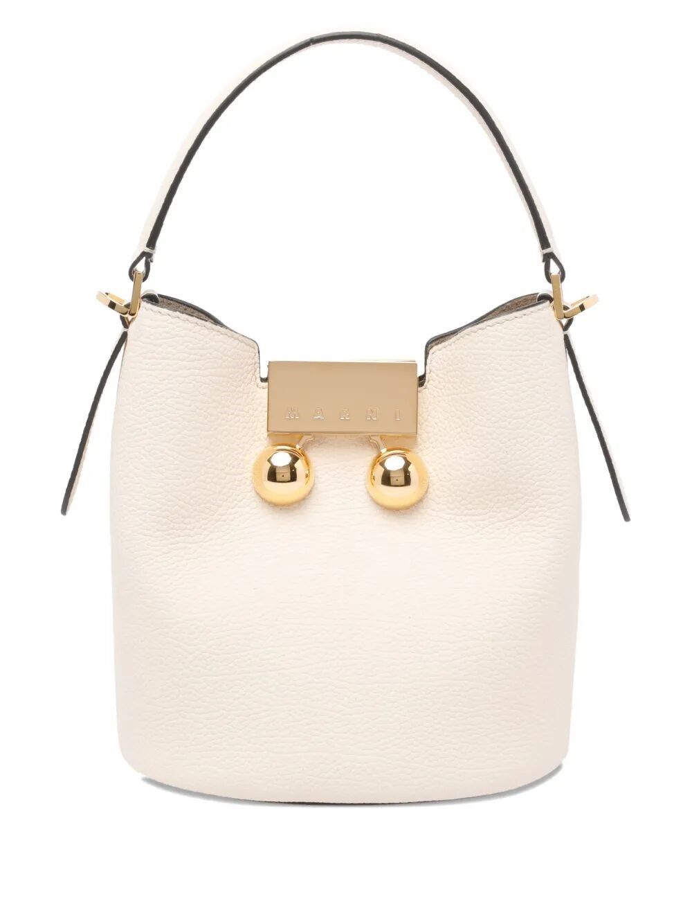 Marni Medium Trunkaroo White Leather Shoulder Bag In White