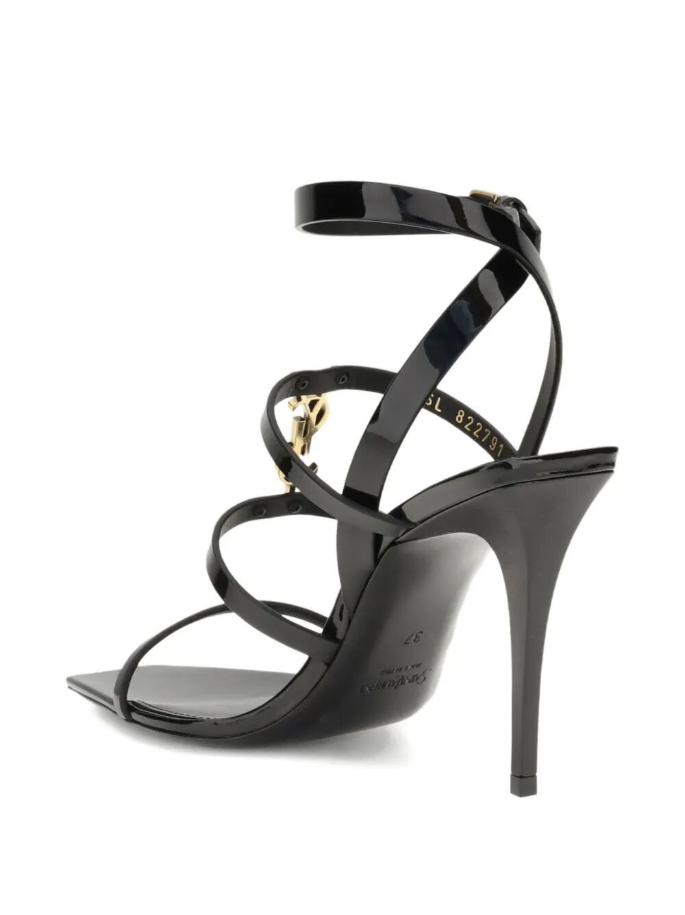 CASSANDRA PATENT LEATHER MULTI-STRAP SANDALS