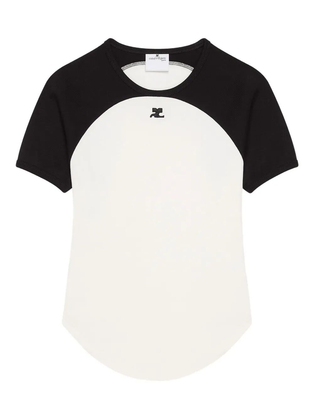 Courrèges Circle Contrast White And Black Cotton T-shirt In White
