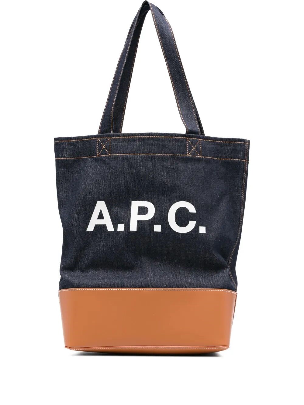 Apc Medium Logo-detail Denim Tote Bag In Multi