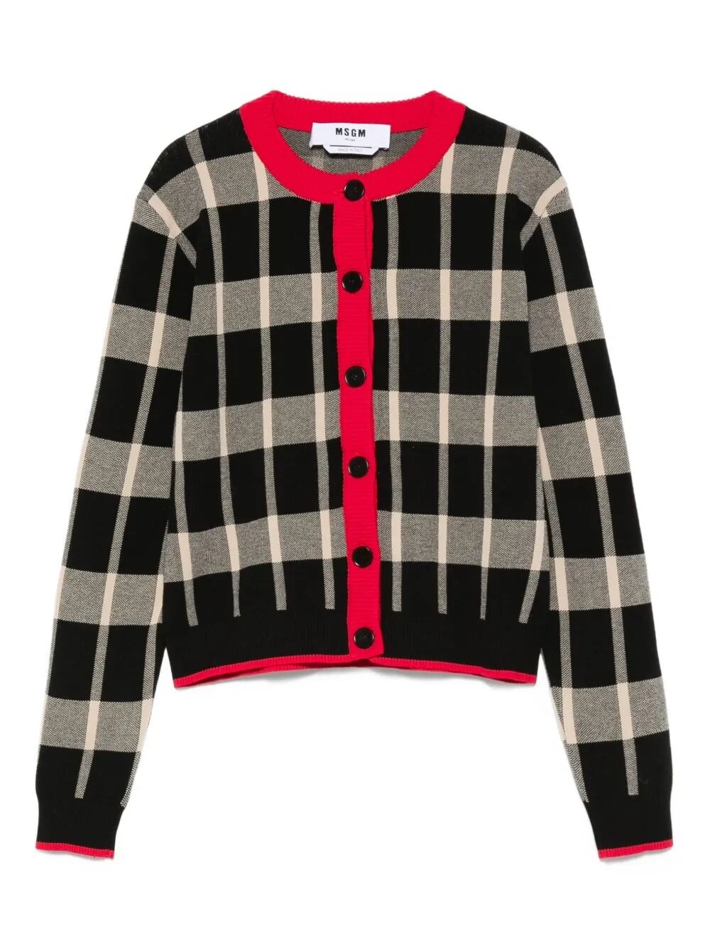 Msgm Crew Neck Checked Pattern Knitwear In Multi
