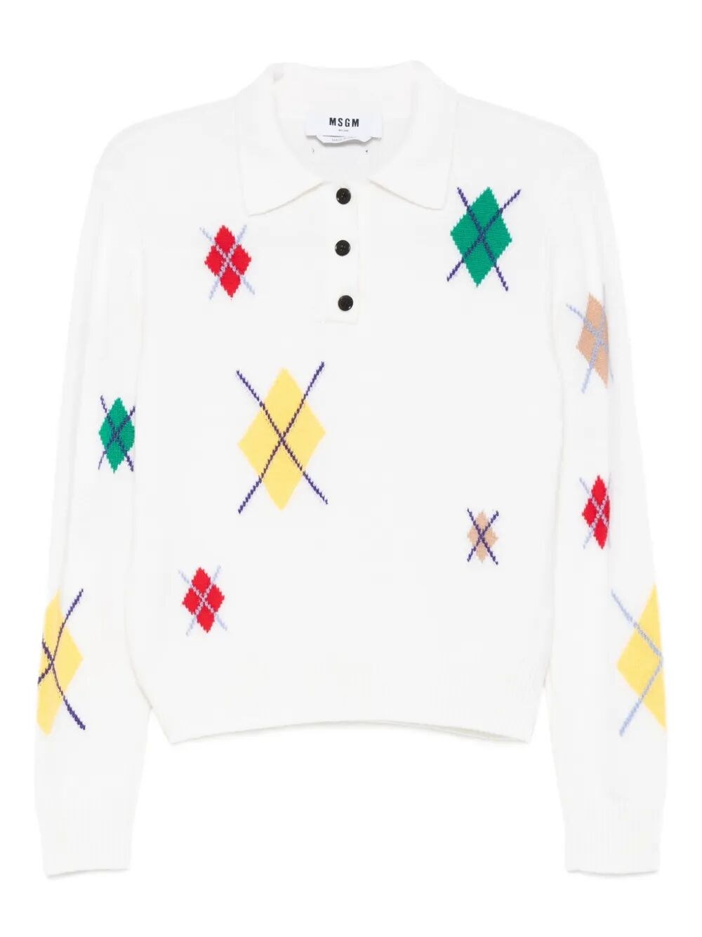 Msgm Polo With Collar And Small Bottons In White