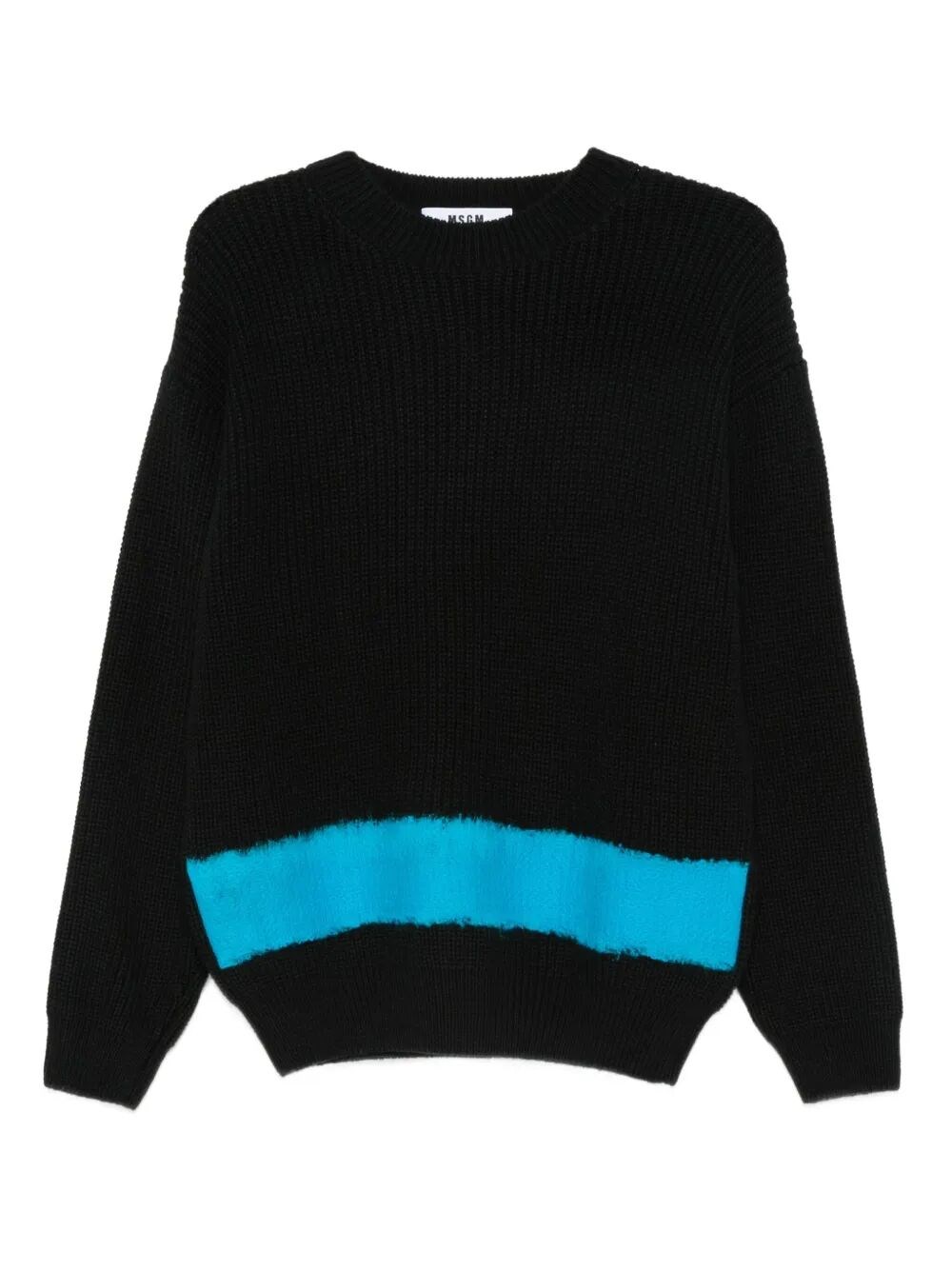 Msgm Crewneck Pullover In Black