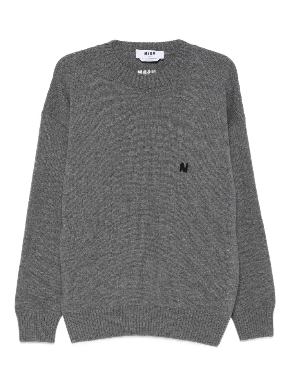 Msgm Crewneck Pullover In Gray