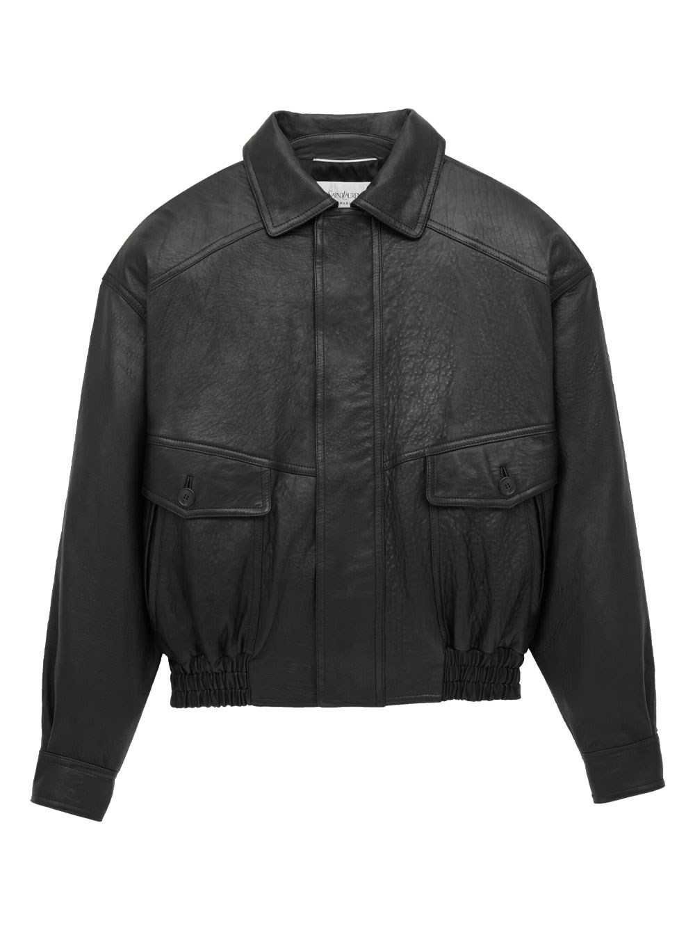 Saint Laurent Bomber Jacket In Bubbled Lambskin With Zip Clothing In Black