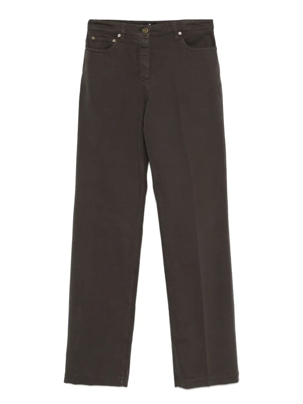 Etro Straight Trousers With Button Fly In Gray