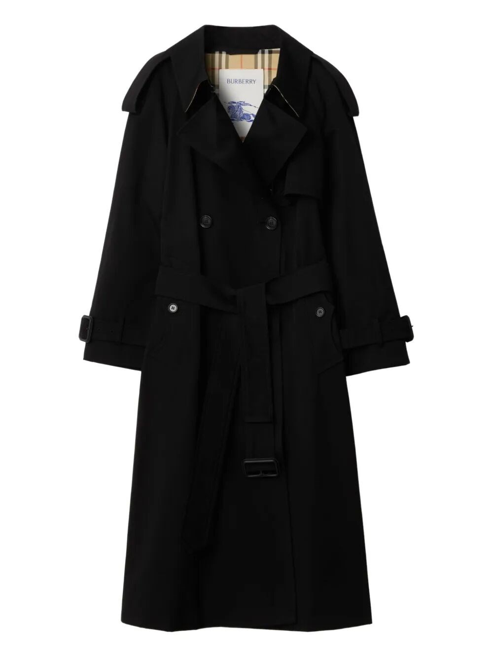 Burberry Long Gabardine Fitzrovia Trench Coat Clothing In Black